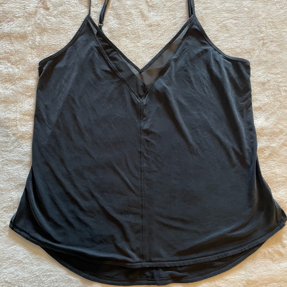 Lululemon nylon/sheer flow style tank; black; size 10